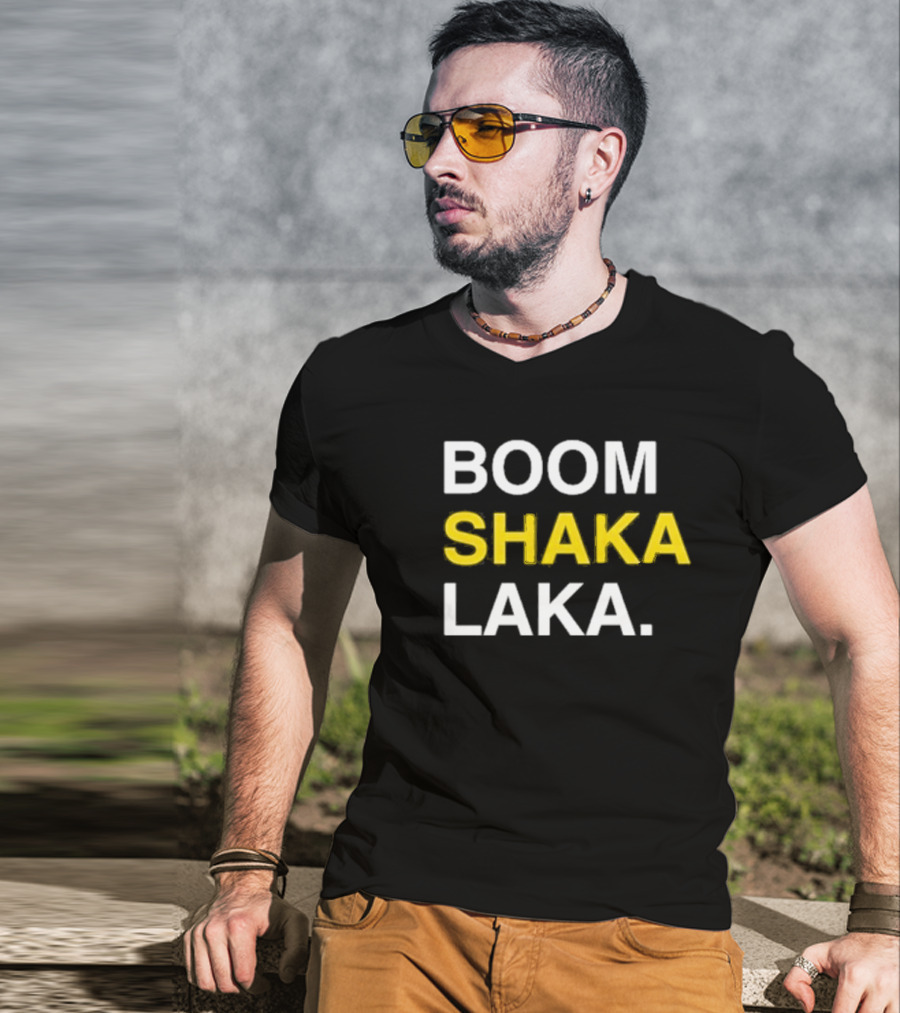 BOOM SHAKA LAKA Vintage Sports Culture Phrase T-Shirt