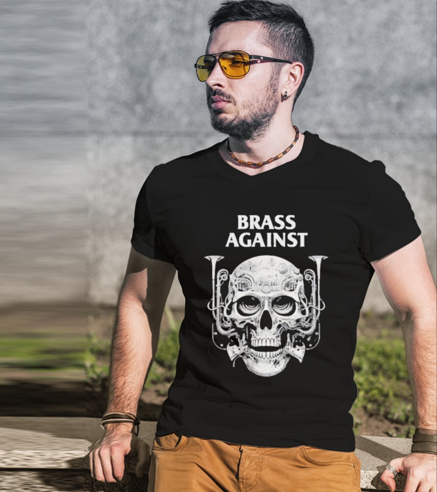 Brass Against Skull And Horns T-Shirt
