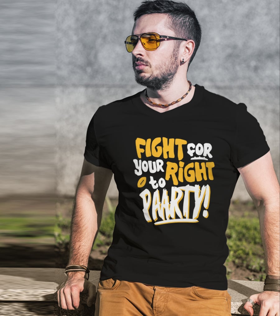 Fight For Your Right To Party Charlie Hustle Shop Football T-Shirt