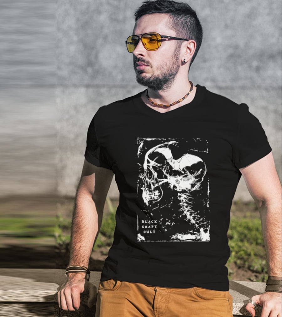 Black Craft Cult Skull Bat T-Shirt