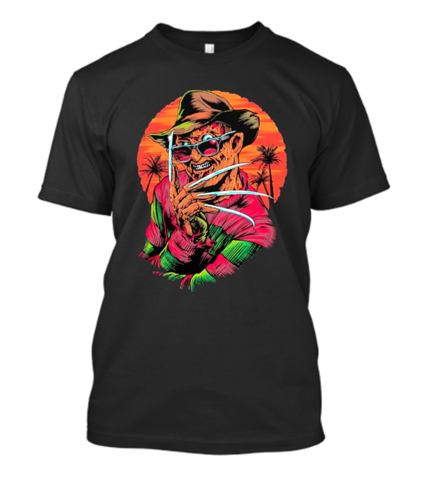 Fright-rags Freddy Krueger Kyle Crawford Retro Palm Sunset T-Shirt