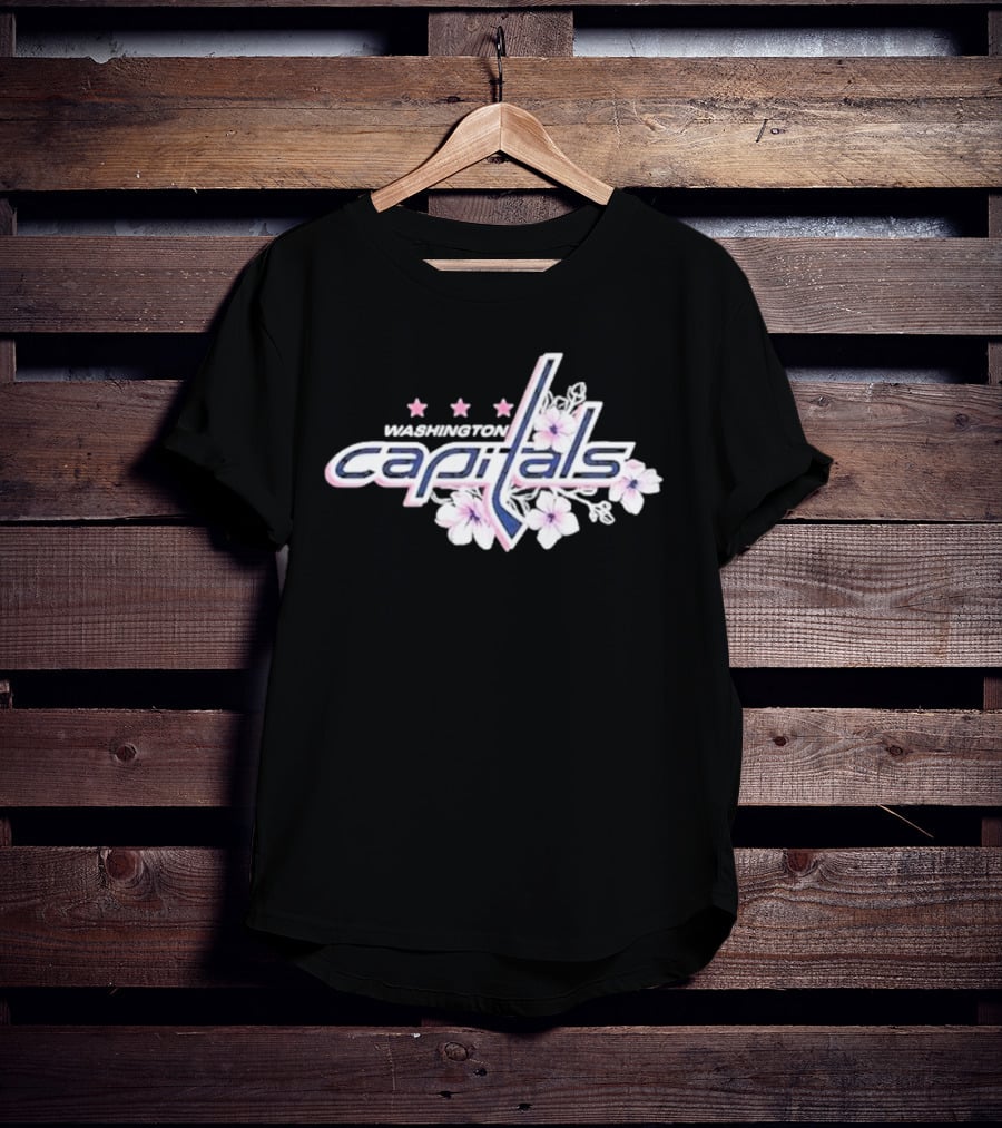 Washington Capitals Cherry Blossom Logo With Flowers And Stars T-Shirt