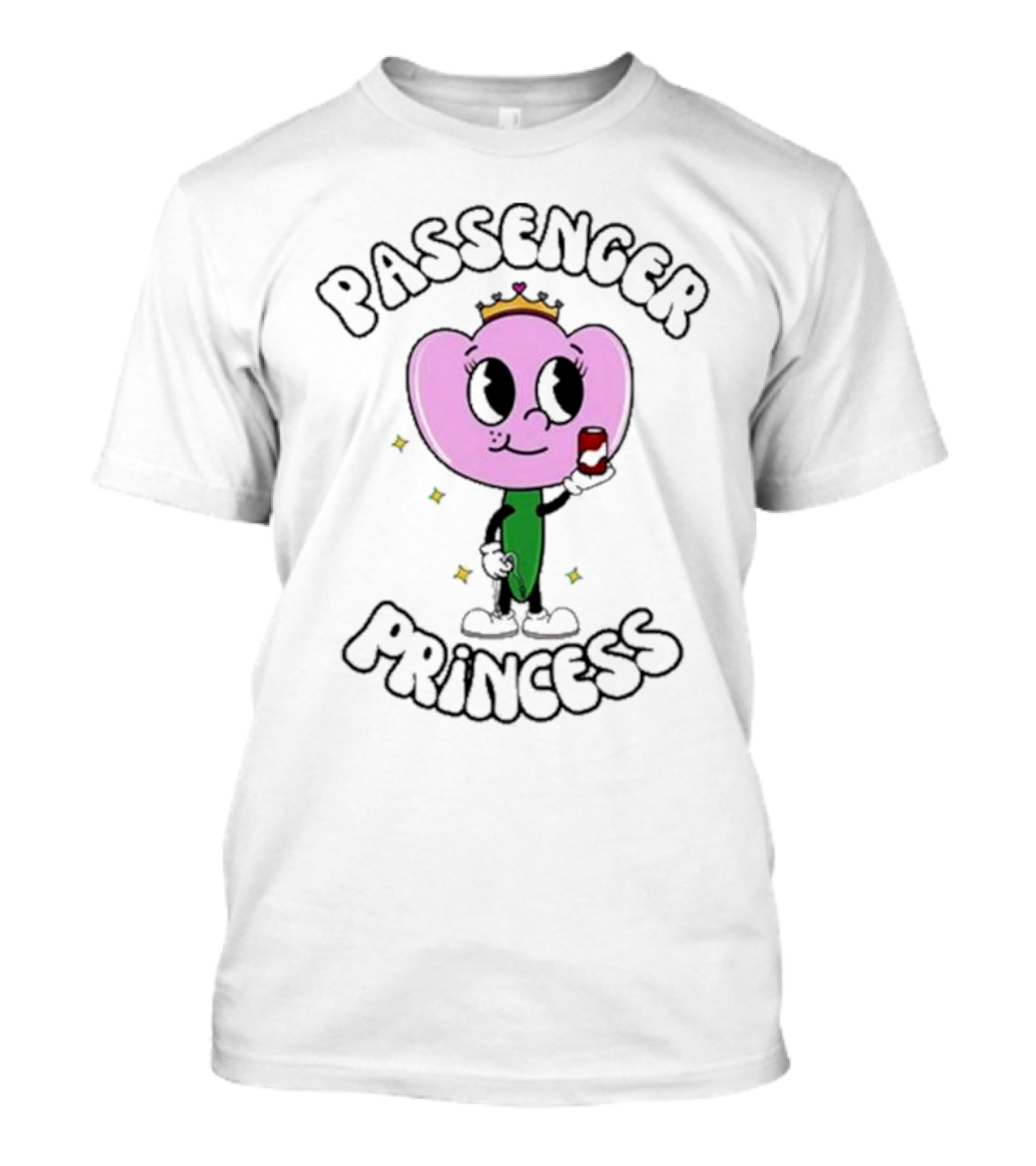 Passenger Princess Doublecrossco Cartoon Character With Crown And Drink T-Shirt