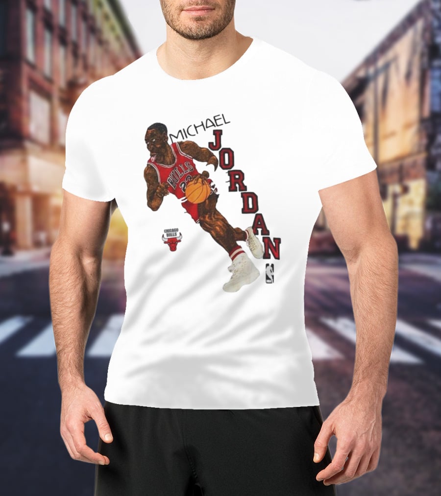 Michael Jordan Chicago Bulls Cartoon NBA T-Shirt