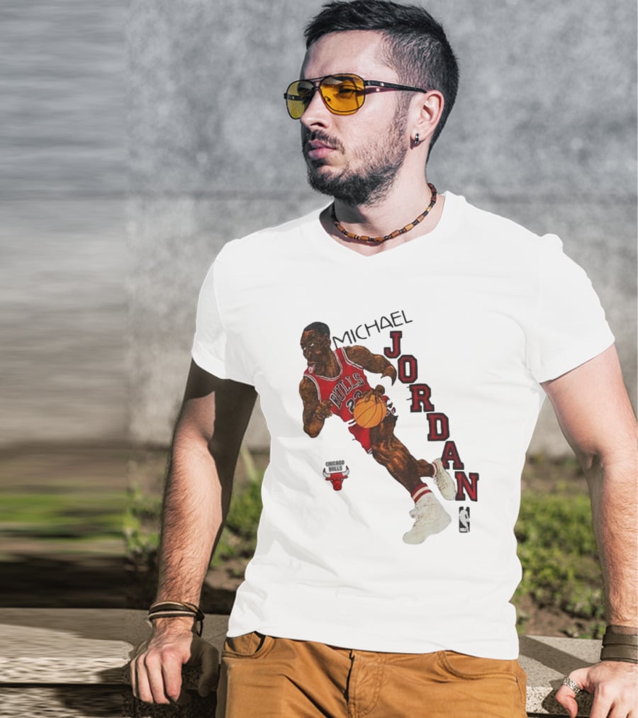 Michael Jordan Chicago Bulls Cartoon NBA T-Shirt
