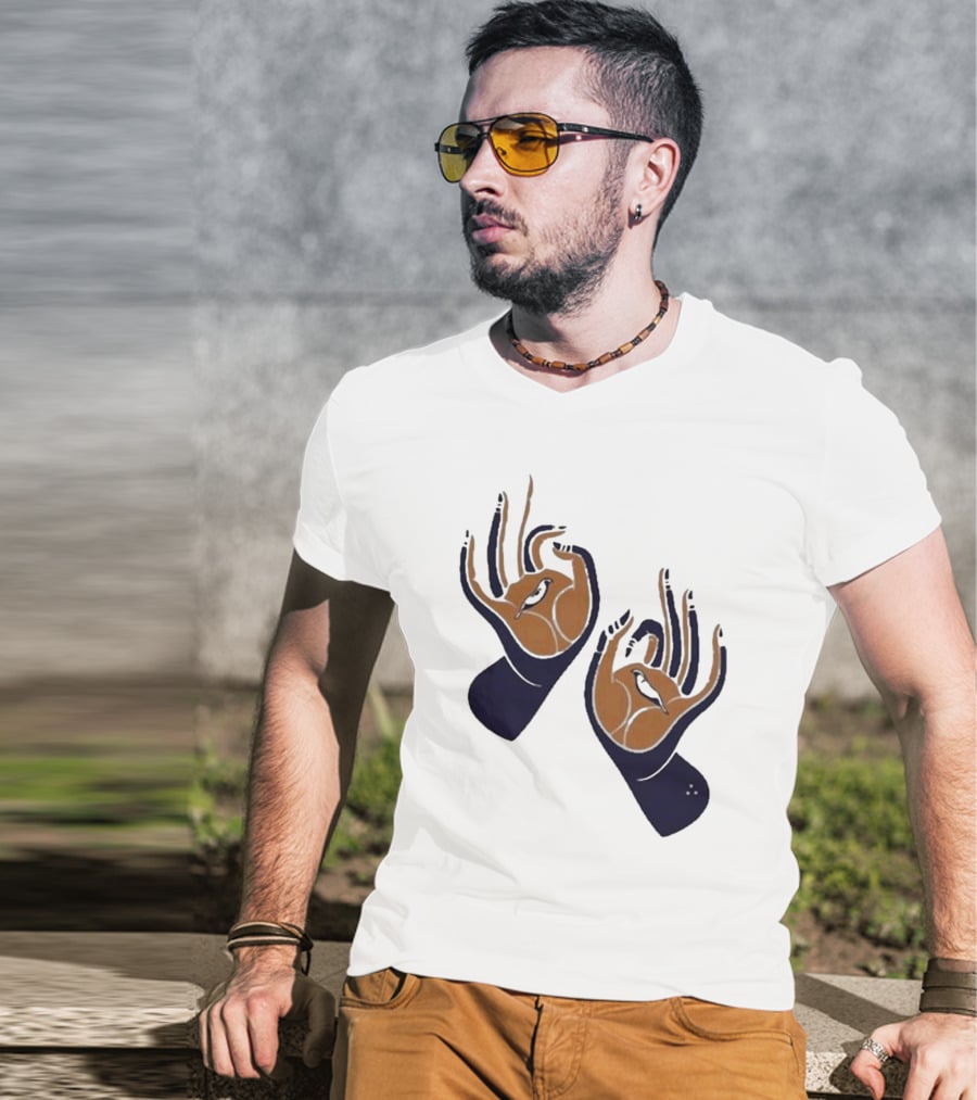 Zwangere Guy Zg Hands Bird Motif T-Shirt