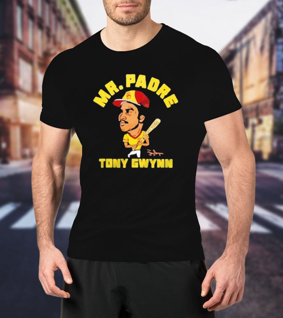 MR. PADRE TONY GWYNN SIGNATURE SAN DIEGO BASEBALL PLAYER CARTOON T-Shirt
