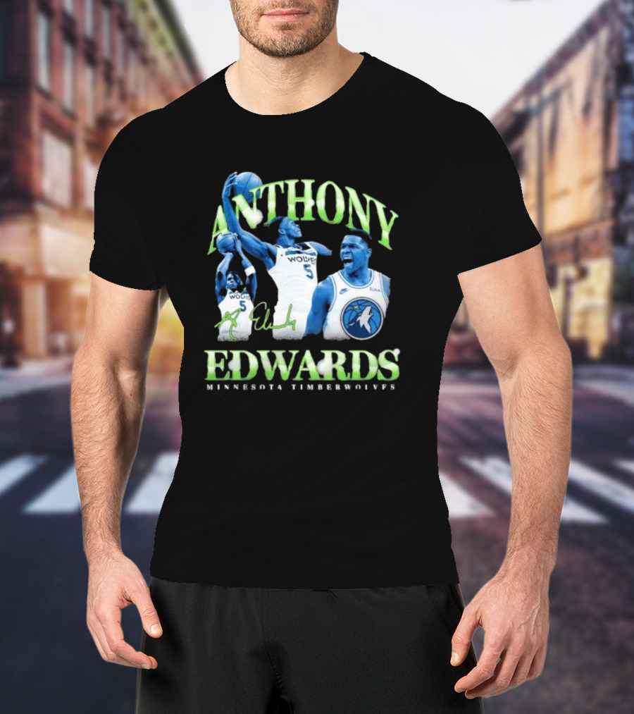 Anthony Edwards Wolves Minnesota Timberwolves 90s Retro T-Shirt