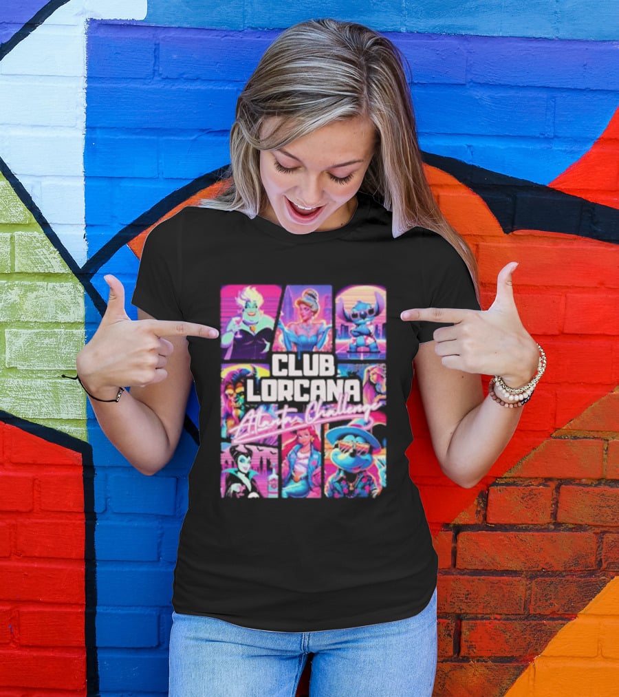 Club Lorcana Atlanta Challenge Ursula Cinderella Stitch 80s Neon T-Shirt
