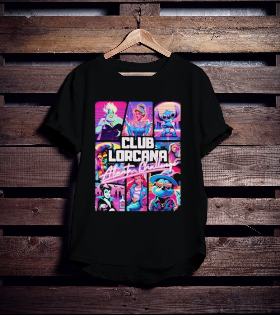 Club Lorcana Atlanta Challenge Ursula Cinderella Stitch 80s Neon T-Shirt