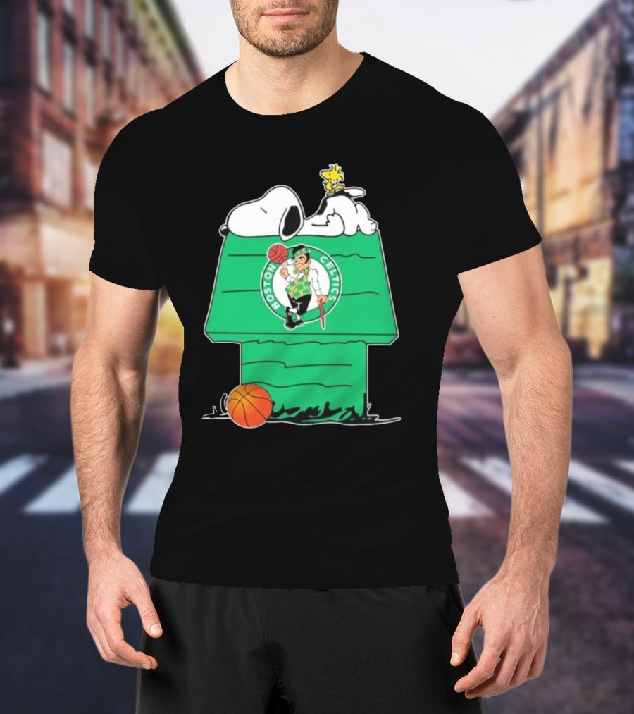 Peanuts Snoopy Woodstock Boston Celtics Basketball House T-Shirt