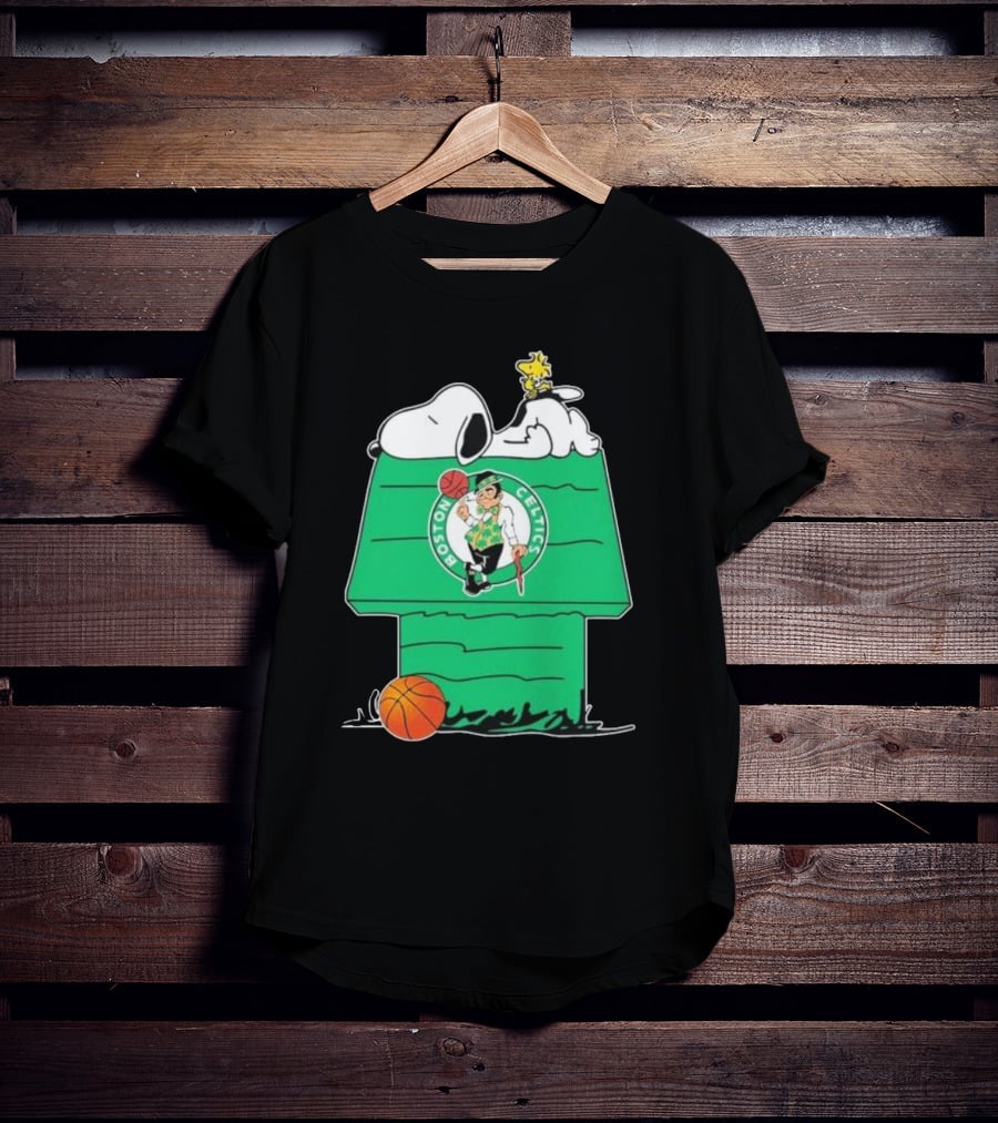 Peanuts Snoopy Woodstock Boston Celtics Basketball House T-Shirt