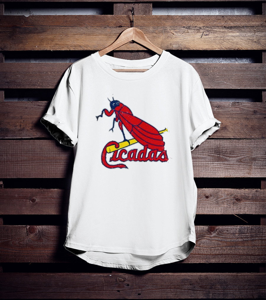 St. Louis Cicadas Red Insect Mascot Baseball Team T-Shirt