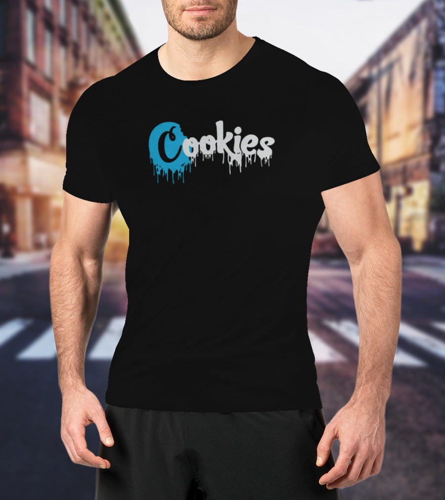 Cookies Dripping Text Blue T-Shirt