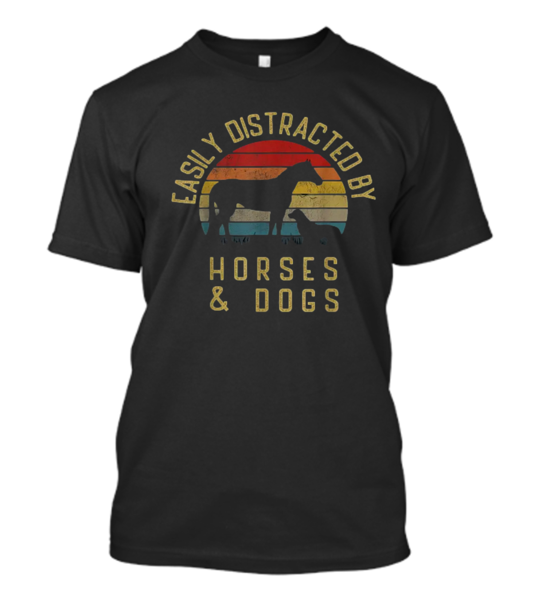 Easily Distracted By Horses And Dogs Retro T-Shirt