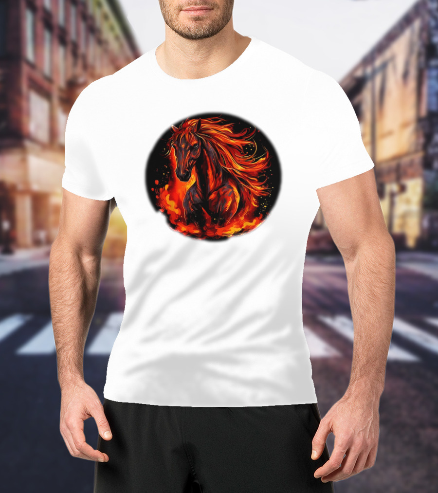 Fiery Horse With Flames For Funny Horse Lovers T-Shirt