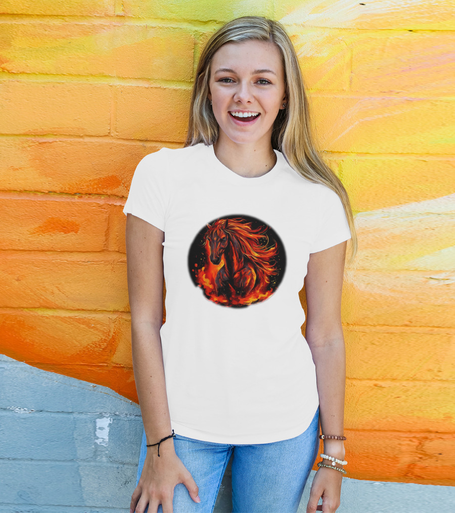 Fiery Horse With Flames For Funny Horse Lovers T-Shirt