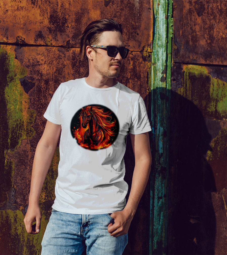 Fiery Horse With Flames For Funny Horse Lovers T-Shirt