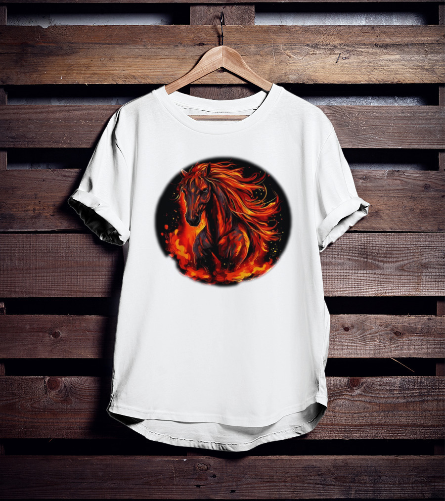 Fiery Horse With Flames For Funny Horse Lovers T-Shirt