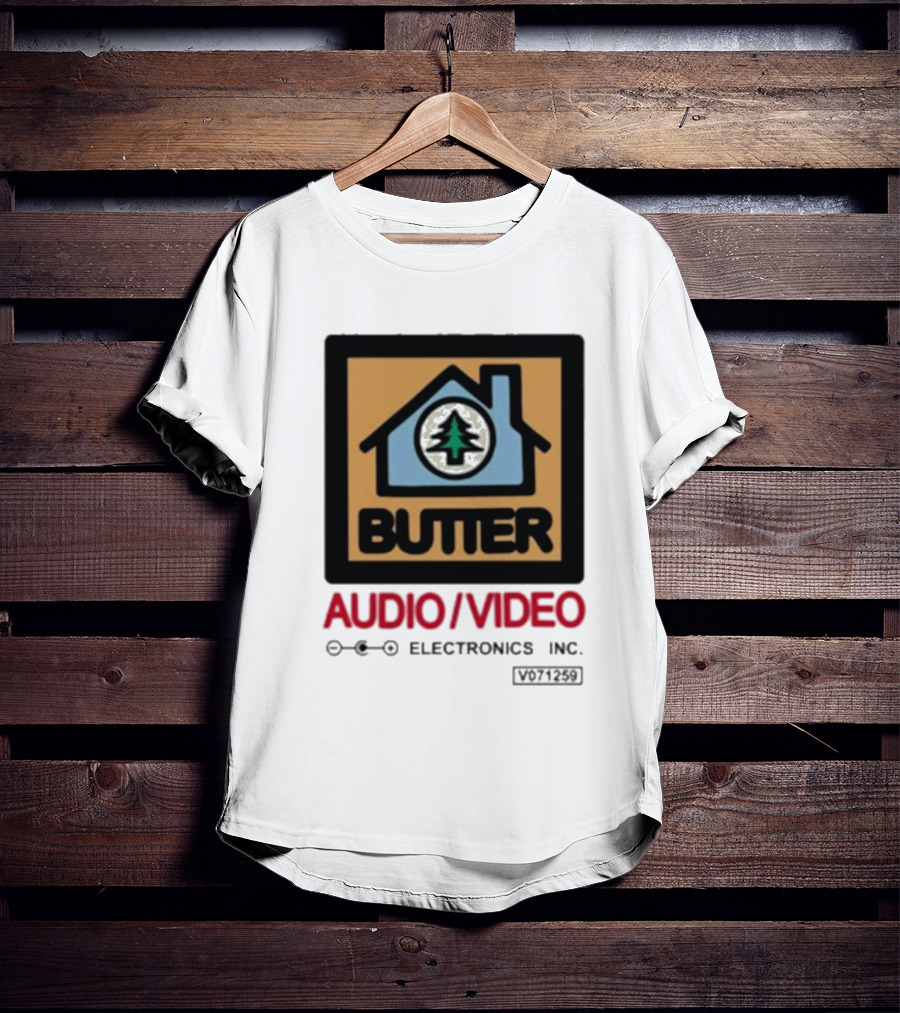 Tommyinnit Wearing Butter Audio Video Electronics Inc. House Symbol With Tree T-Shirt