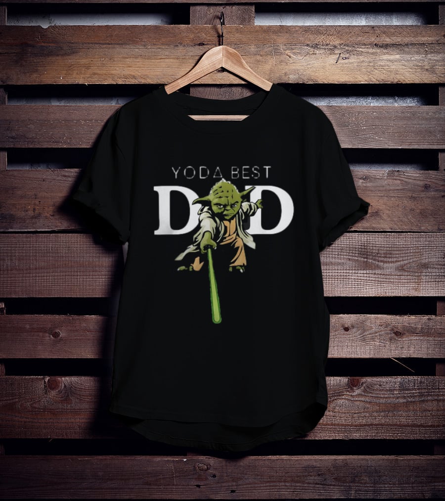 Yoda Best Dad Star Wars Fathers Day Green Lightsaber Jedi Master T-Shirt