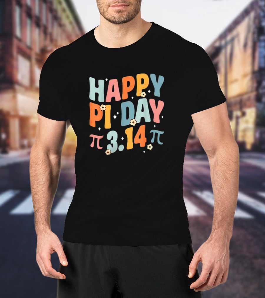 Happy Pi Day 3.14 Groovy Math Teacher T-Shirt