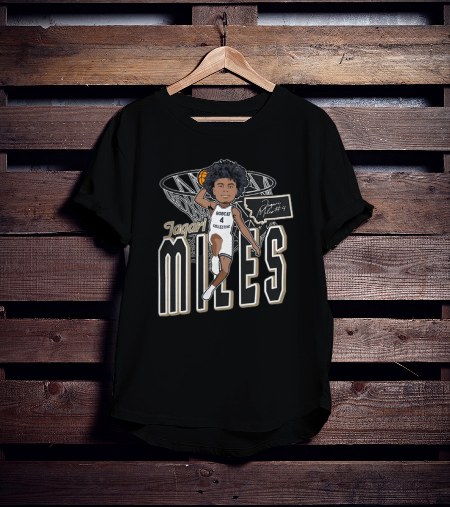 Jaqari Miles Bobcat Collective Number 4 Basketball Dunk T-Shirt