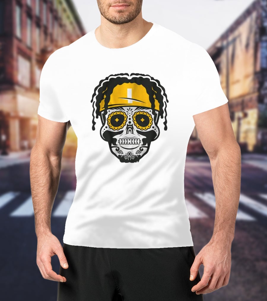 Justin Fields Pittsburgh Football Sugar Skull T-Shirt