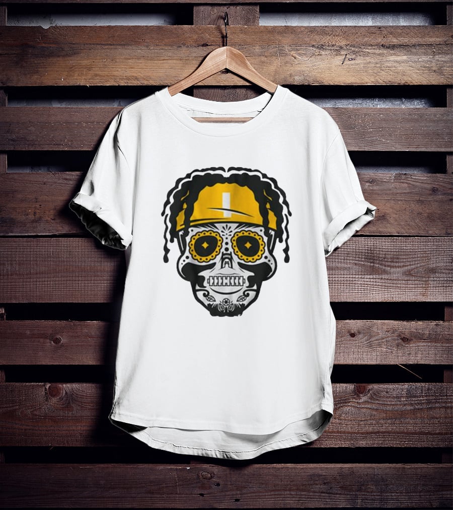 Justin Fields Pittsburgh Football Sugar Skull T-Shirt