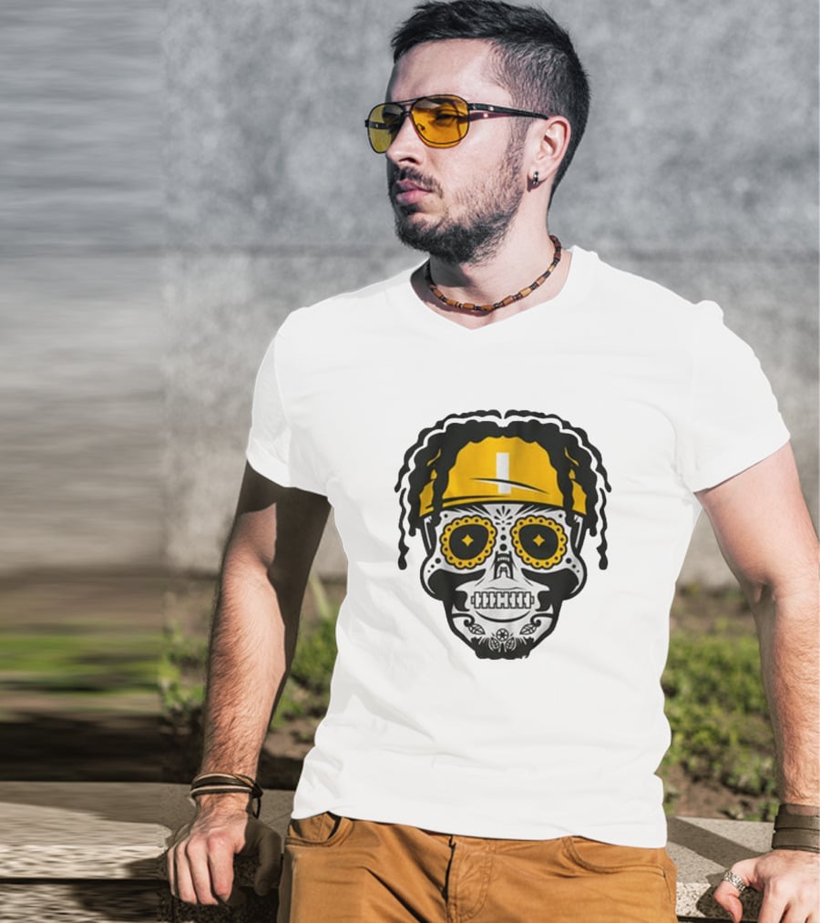 Justin Fields Pittsburgh Football Sugar Skull T-Shirt