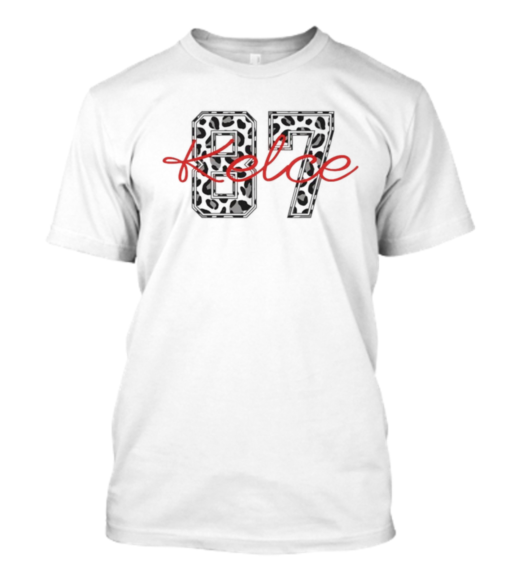 Kelce 87 Leopard Print Red Script T-Shirt