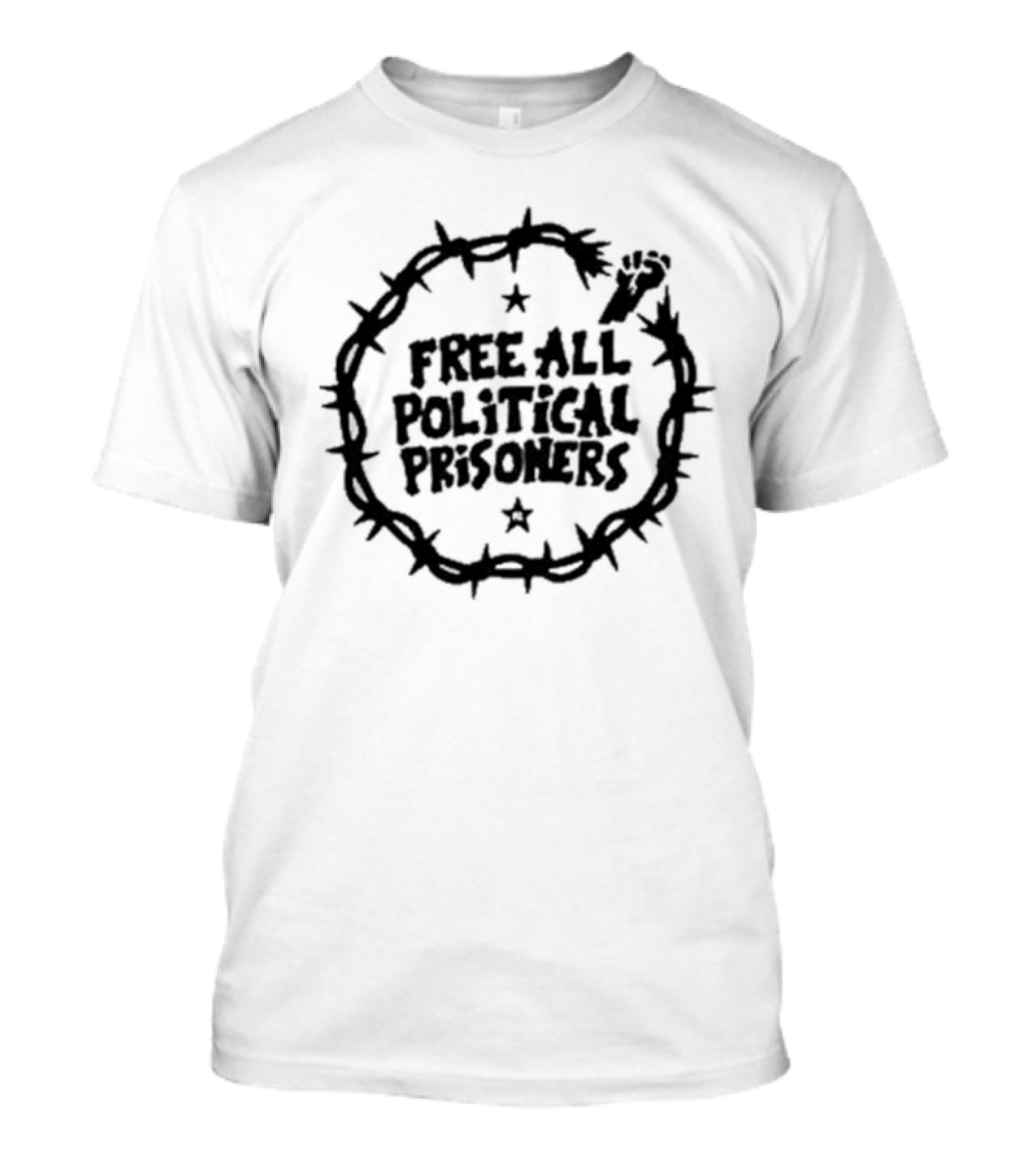 Liberation Free All Political Prisoners Barbed Wire Fist T-Shirt