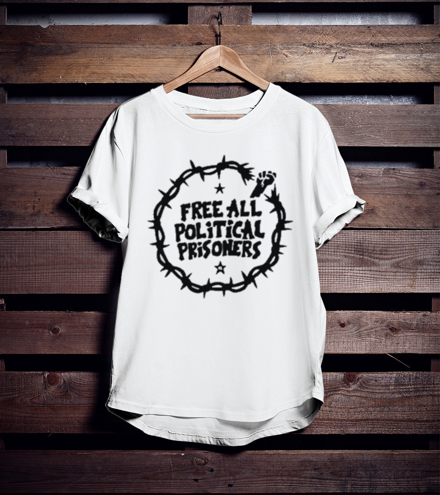 Liberation Free All Political Prisoners Barbed Wire Fist T-Shirt
