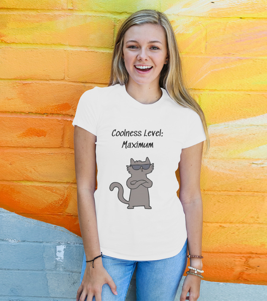 Coolness Level Maximum Swagger Cat With Sunglasses T-Shirt