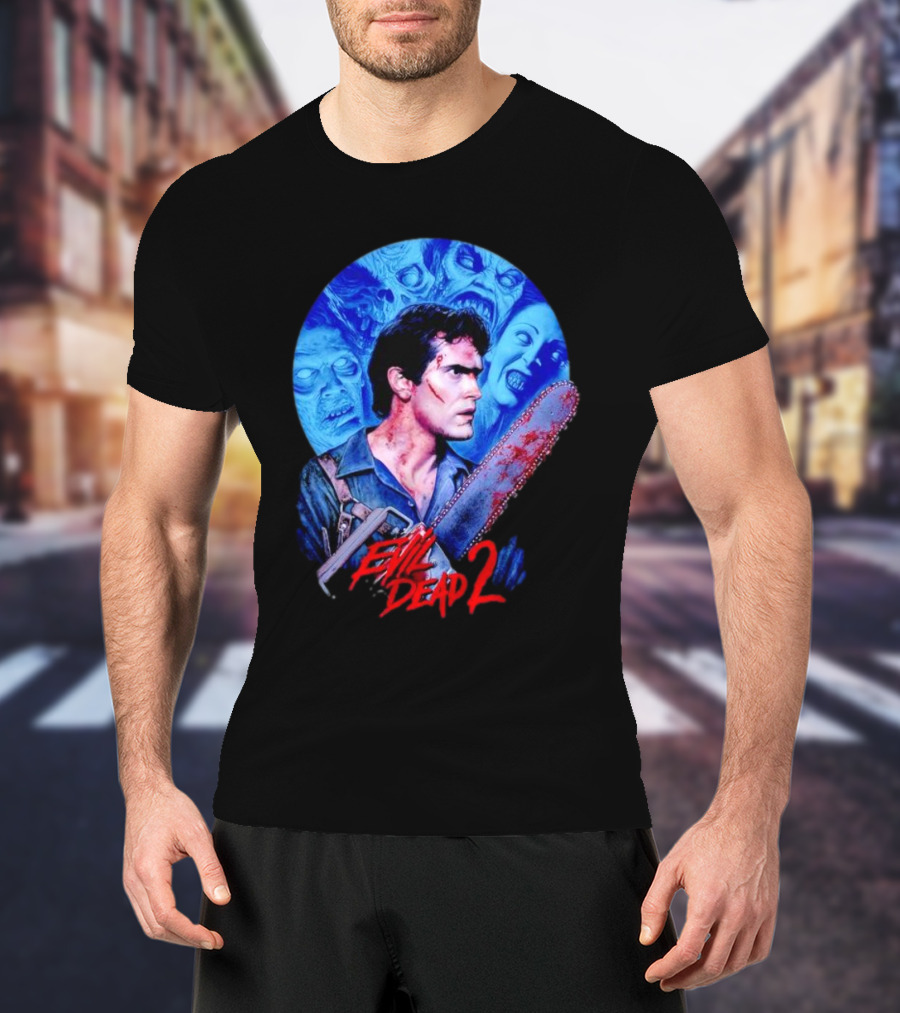 Evil Dead 2 Main Character Chainsaw Fight With Zombies T-Shirt