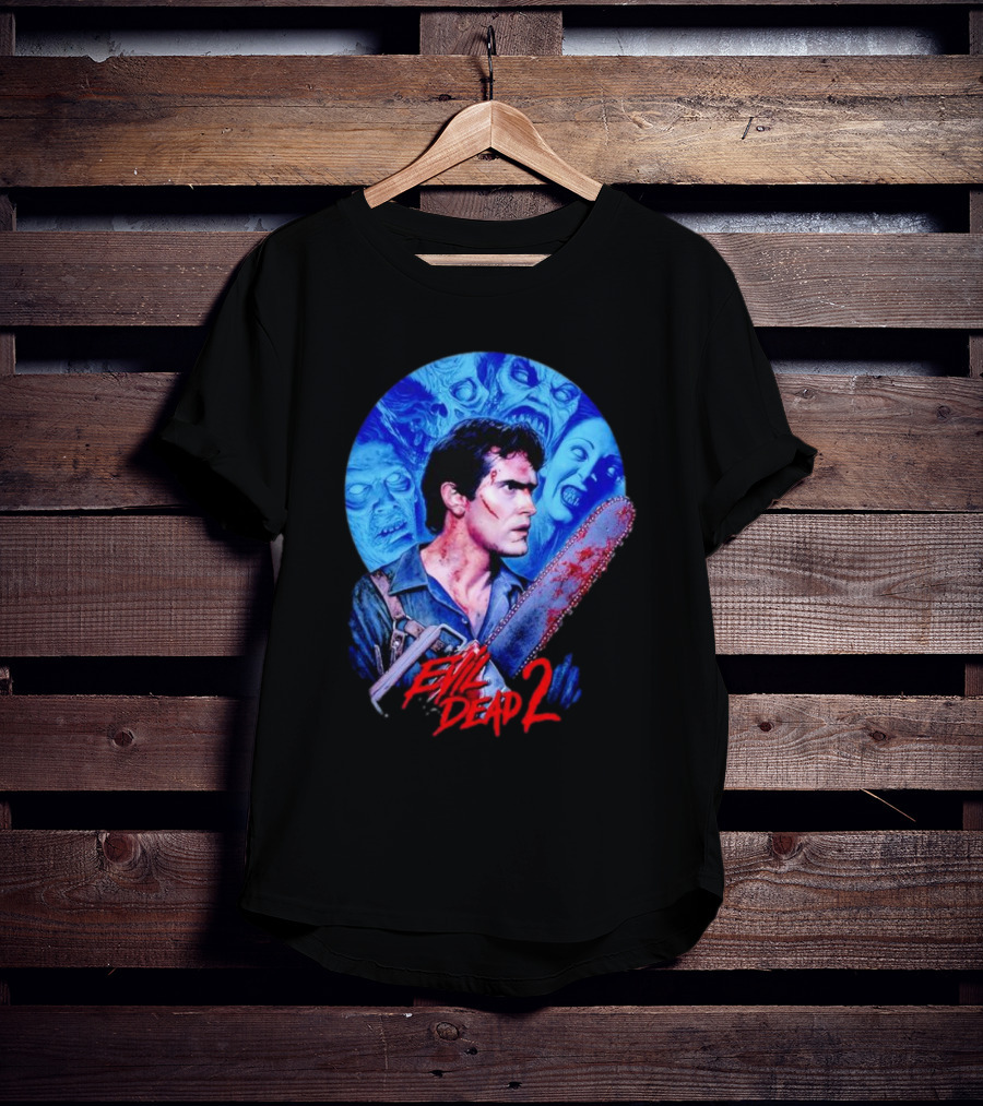 Evil Dead 2 Main Character Chainsaw Fight With Zombies T-Shirt