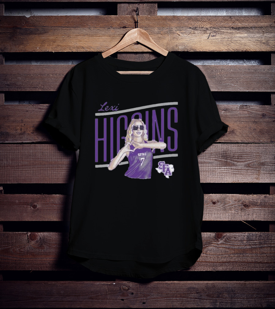 Lexi Higgins SFASU Volleyball Player Number 7 With Sunglasses And Heart Gesture T-Shirt