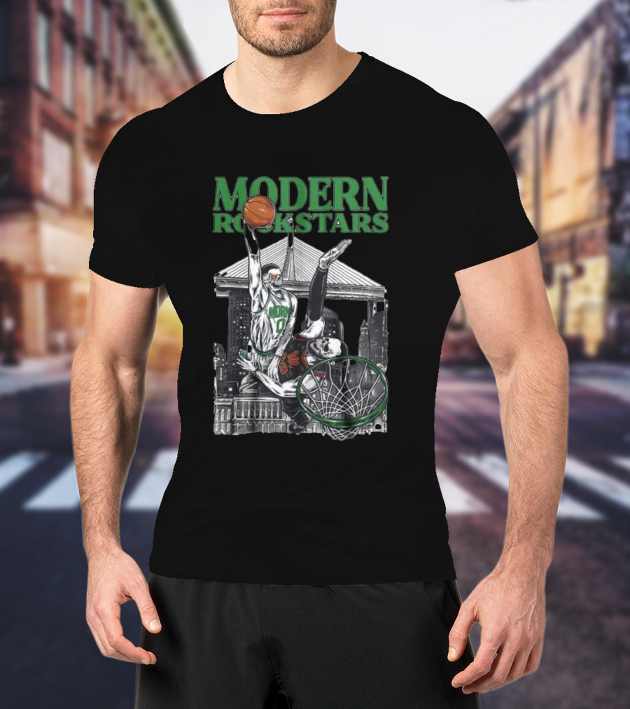Modern Rockstars Basketball Dunk Skyline Bridge T-Shirt