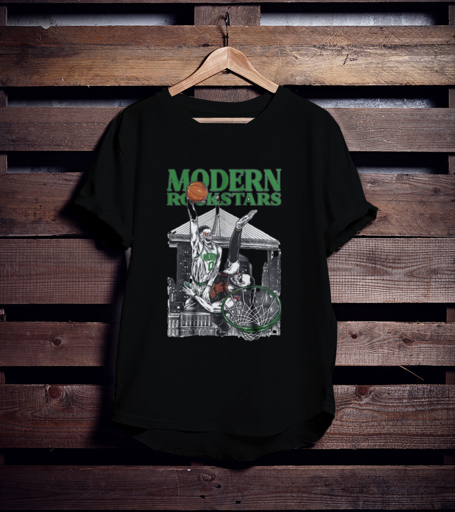 Modern Rockstars Basketball Dunk Skyline Bridge T-Shirt