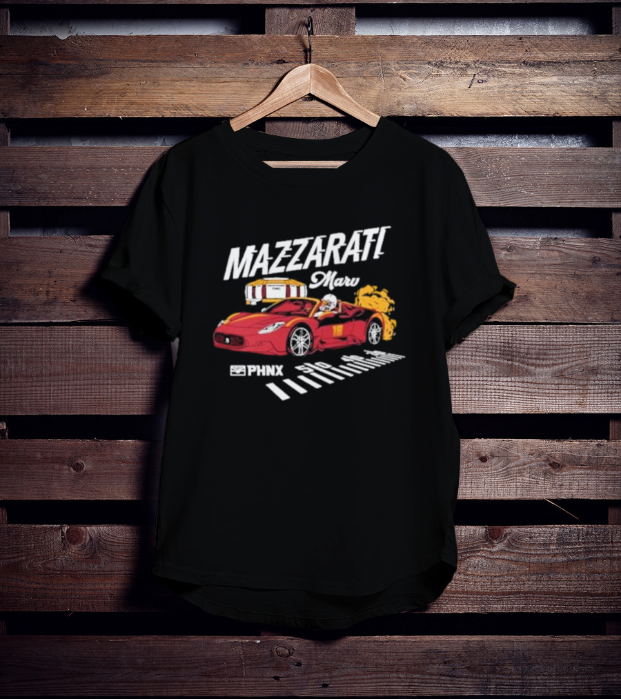 PHNX Mazzarati Marv Racing Car With Flames And Helmet T-Shirt