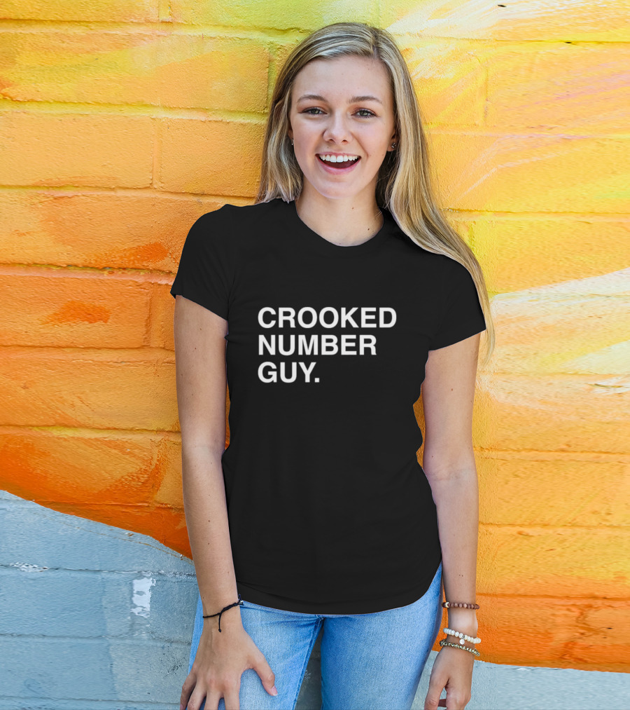 Crooked Number Guy Bold Text Minimalist T-Shirt