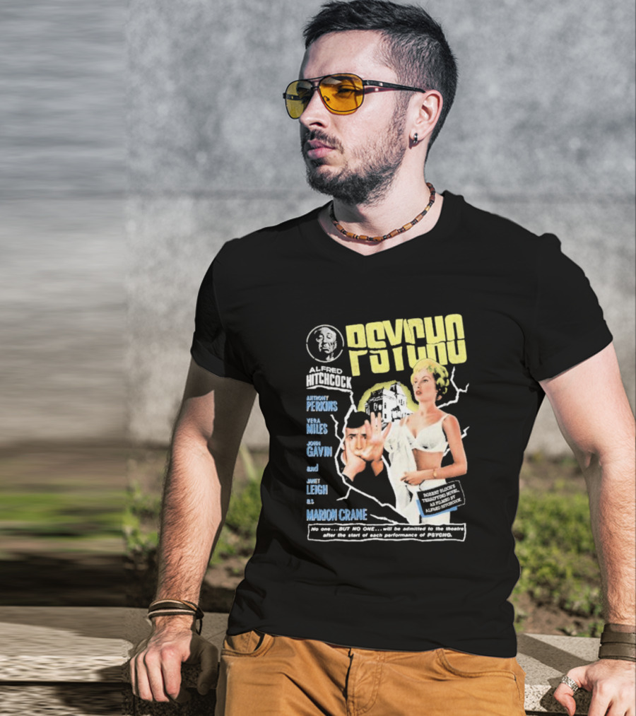 Alfred Hitchcock's Psycho Anthony Perkins Vera Miles John Gavin Janet Leigh As Marion Crane Theatre Admission Warning T-Shirt