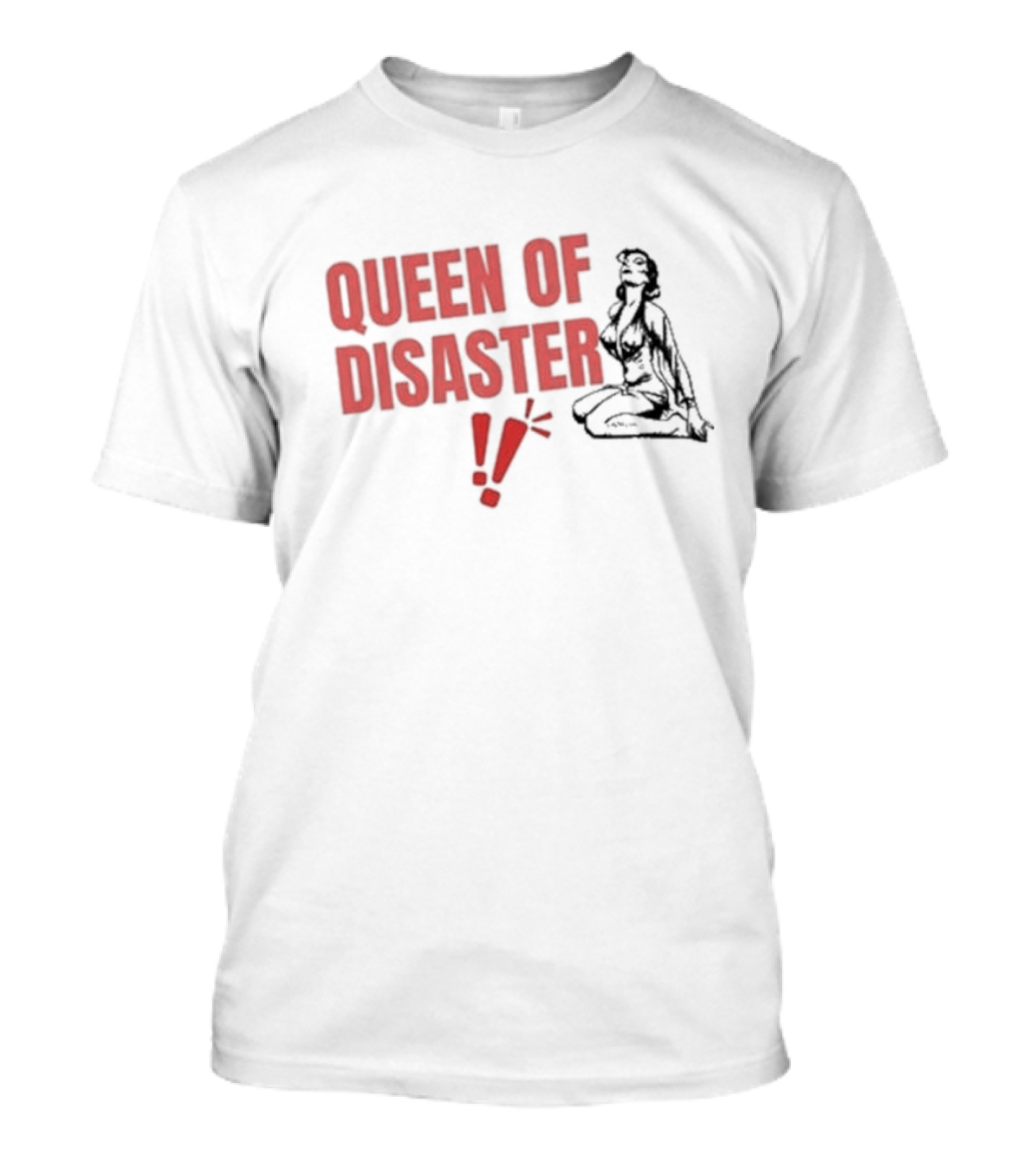 Queen Of Disaster Retro Comic Style Pin-Up Bold Red Typography T-Shirt