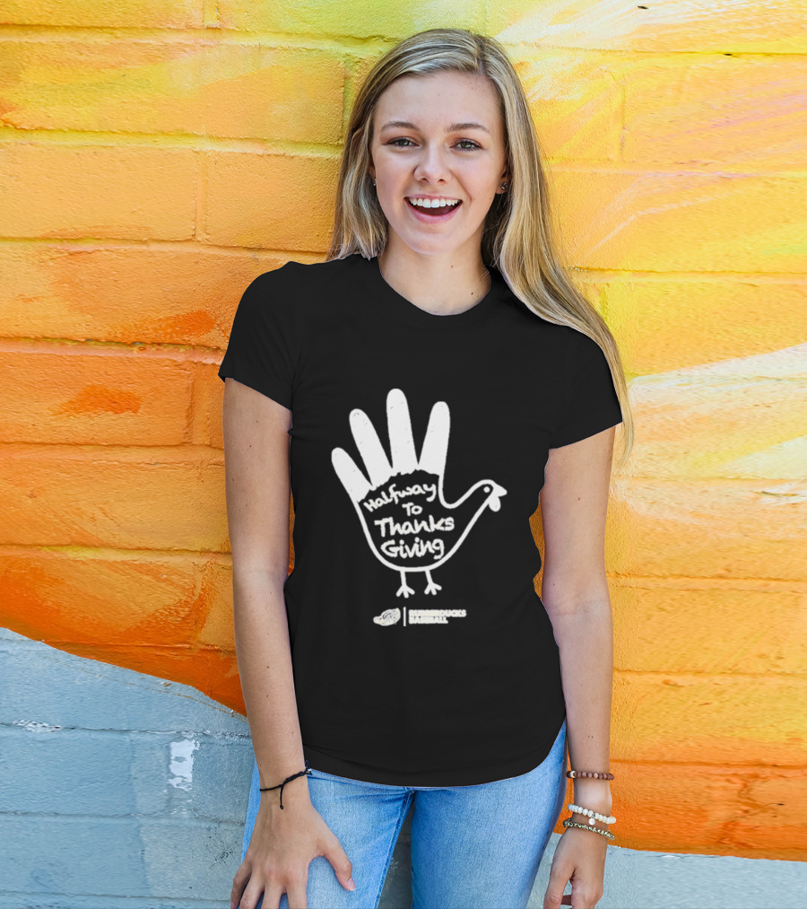 Rubberducks Halfway To Thanksgiving Hand Turkey T-Shirt
