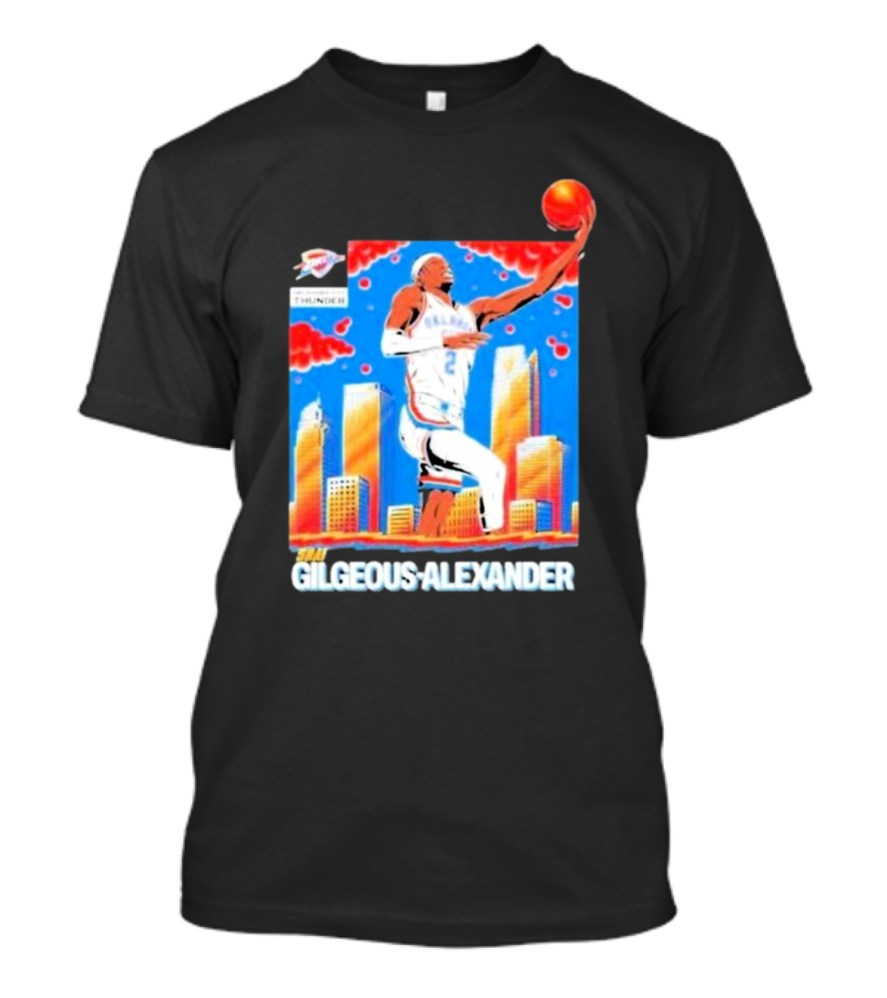 Thunder Basketball Hero Gilgeous-Alexander Skyline Dunk T-Shirt