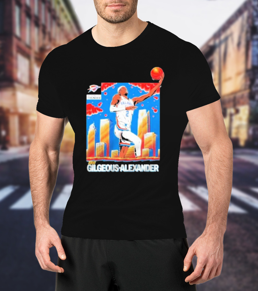 Thunder Basketball Hero Gilgeous-Alexander Skyline Dunk T-Shirt