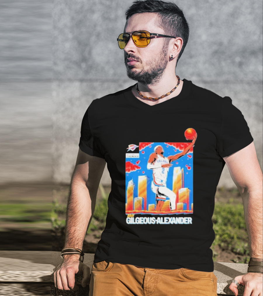 Thunder Basketball Hero Gilgeous-Alexander Skyline Dunk T-Shirt