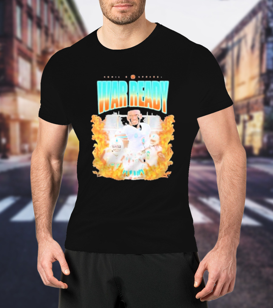 Waddle And Associates War Ready Miami Football Flame Burst T-Shirt
