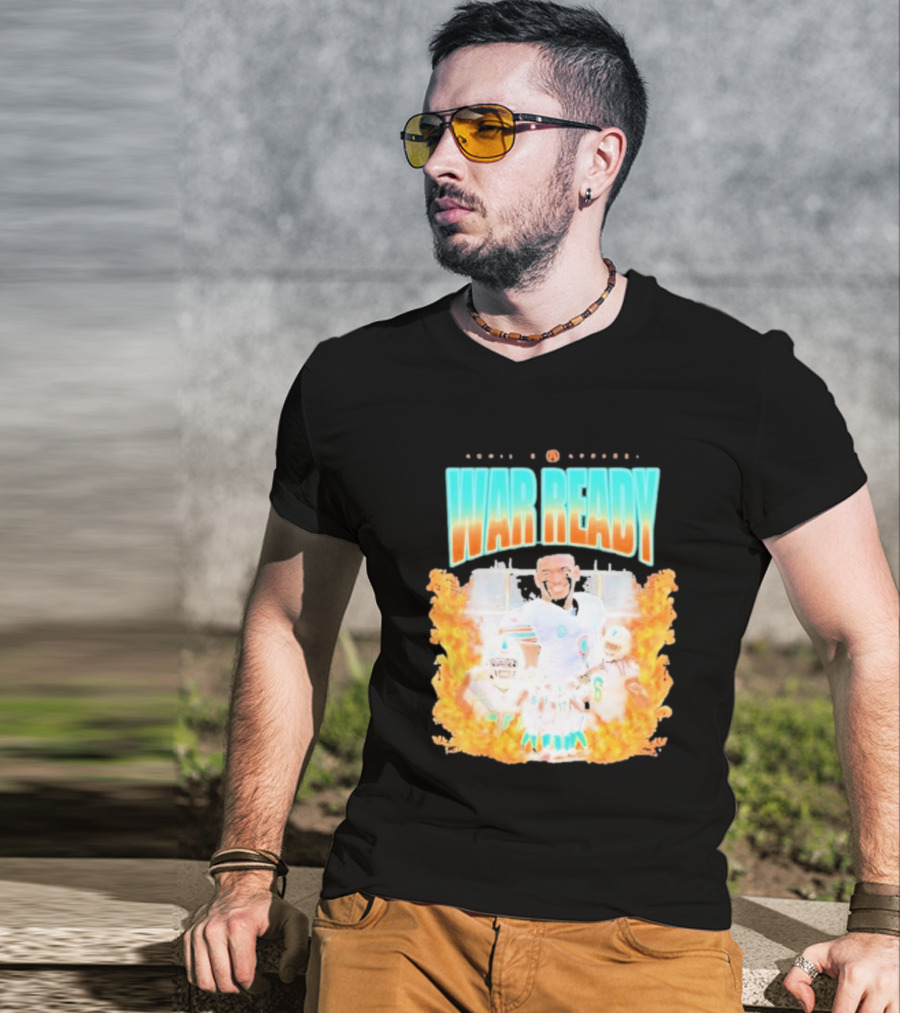 Waddle And Associates War Ready Miami Football Flame Burst T-Shirt