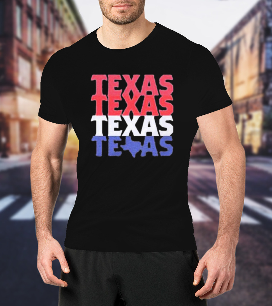 Texas Texas Texas Texas Map Red White Blue T-Shirt